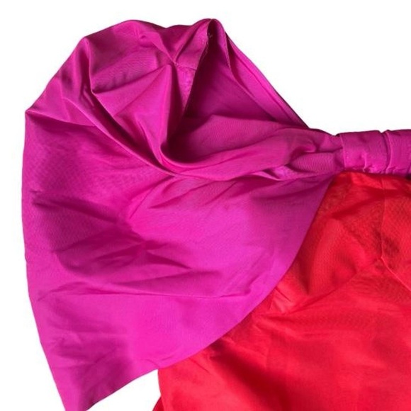 FARM Rio Bold Pink & Orange Red Bow Mini Dress - Picture 3 of 8